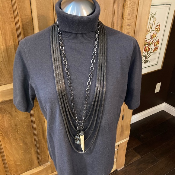 Artisan multi-strand silver-tone metal necklace. - Picture 9 of 10